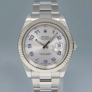 Rolex Men's 41mm Arabic Fluted Dial With Box and Hangtag